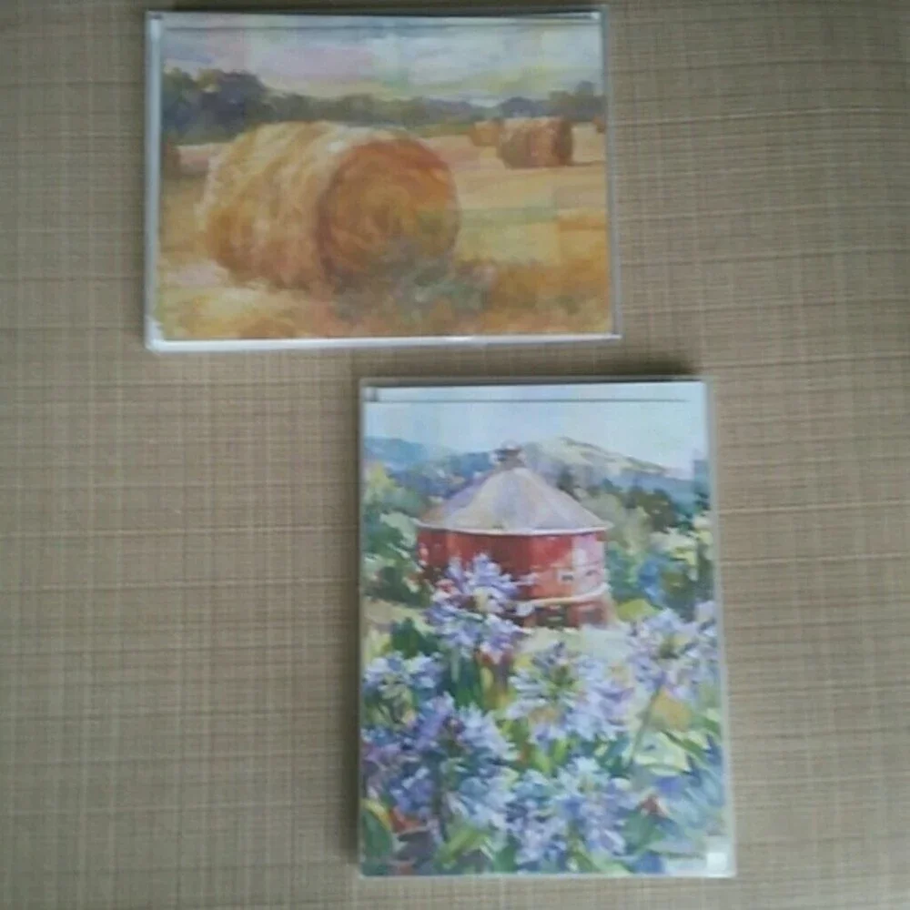Ellen Diederich Farm Fresh Blank Thank You Notes Barn Round Hay Bale